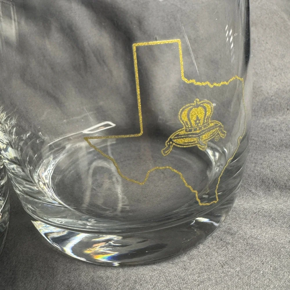 Set of 2 Texas Map‎ Crown Whiskey Rocks Glasses